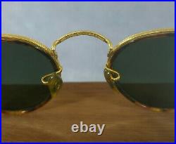 °Vintage sunglasses Ray-Ban B&L Tortuga Round métal W1675 Gold 90s
