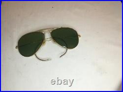 #yd# ancienne lunettes de soleil militaire aviateur Ray-Ban USA plaquée or